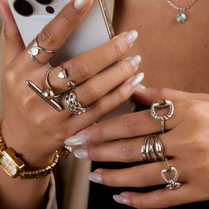 Sculpted Silver Chrome Rings