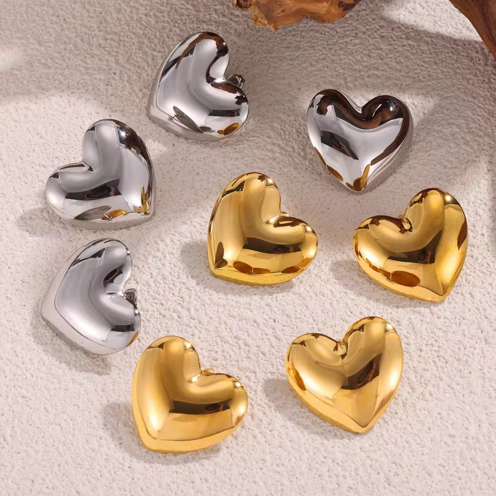 My Jumbo Heart Studs (Gold& Silver)