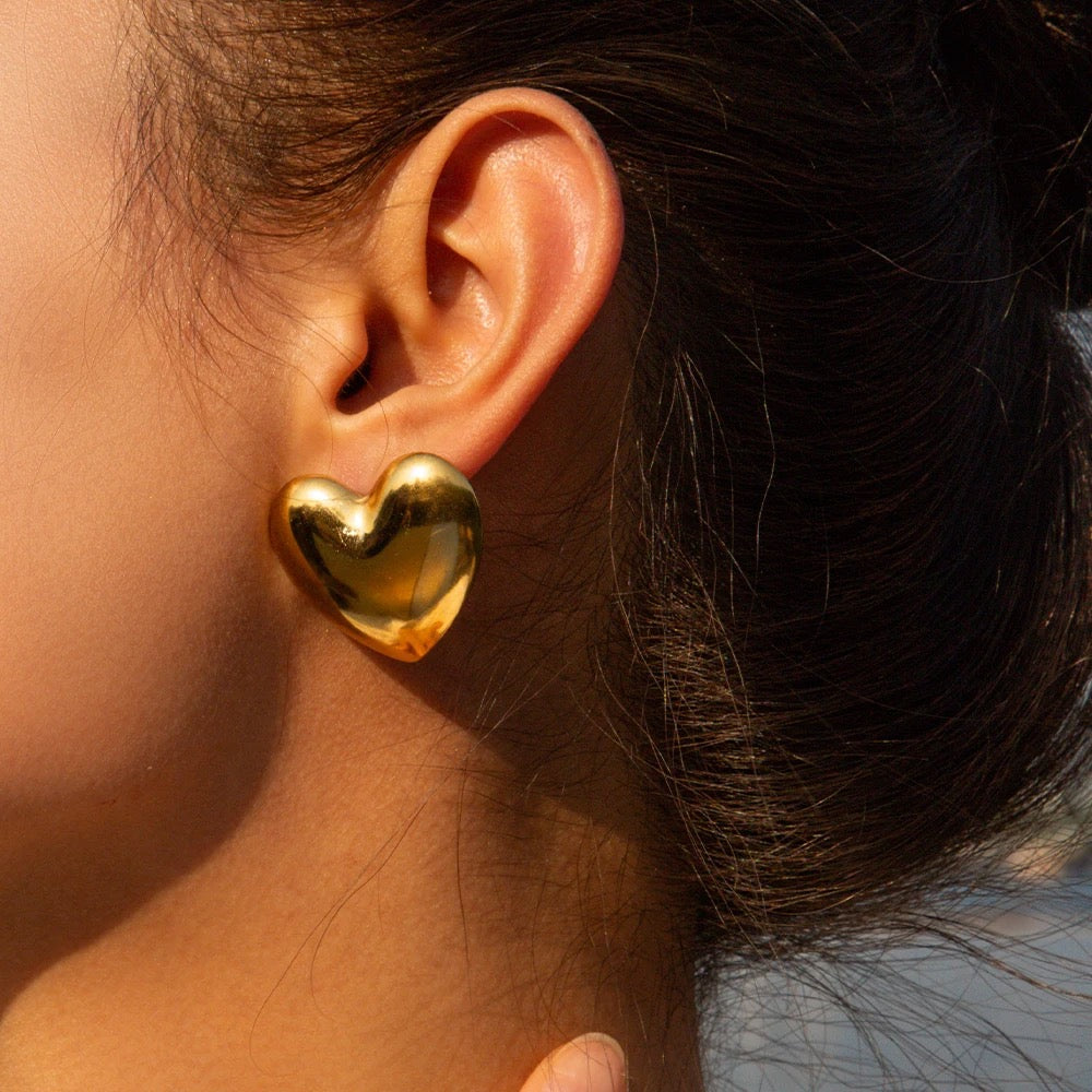 My Jumbo Heart Studs (Gold& Silver)
