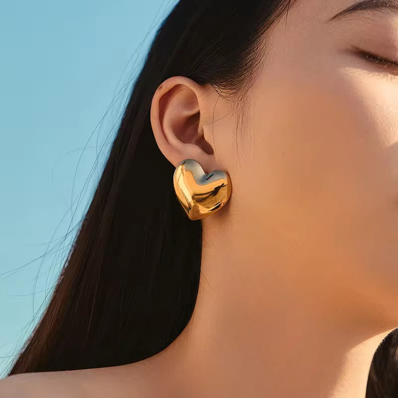 My Jumbo Heart Studs (Gold& Silver)