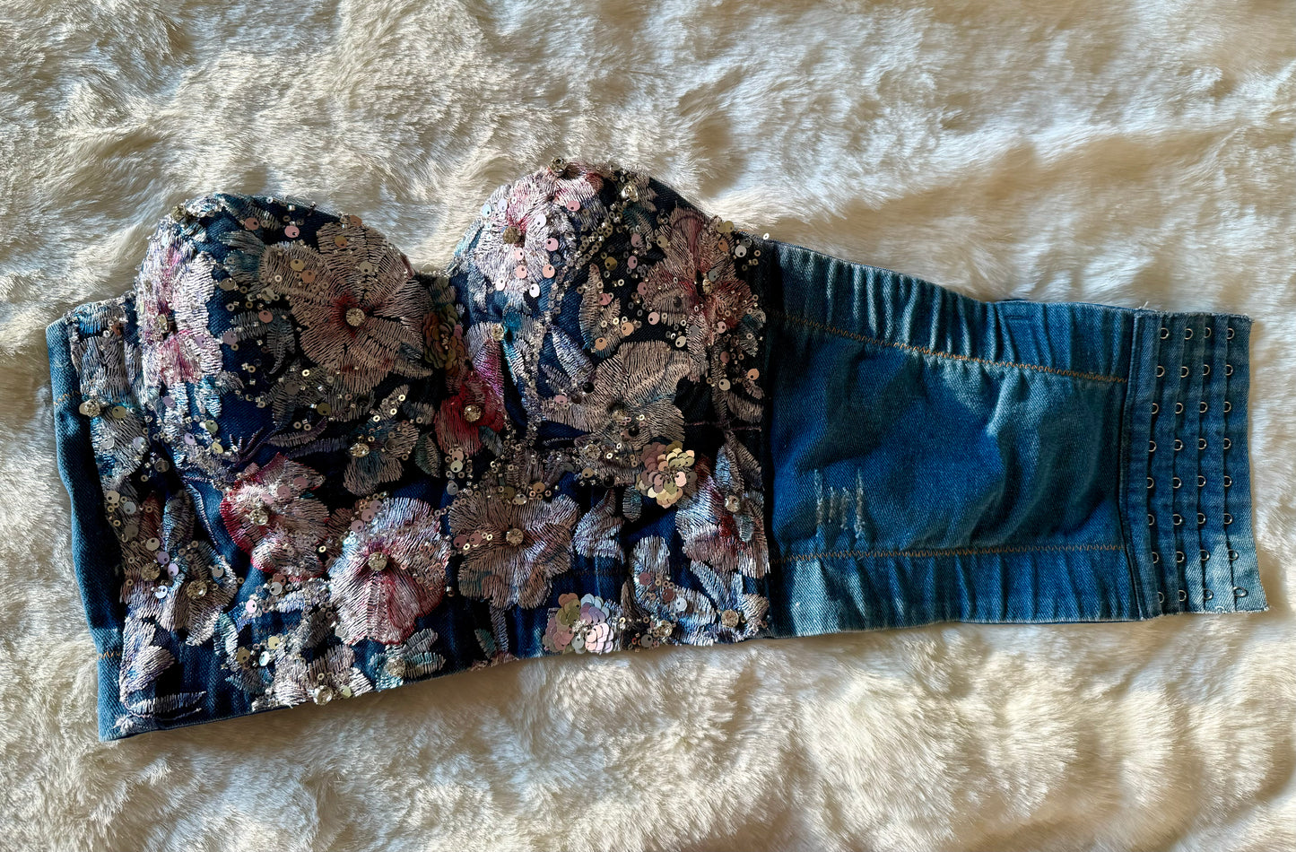 Floral Fusion Corset (3D/Embroidered Denim)