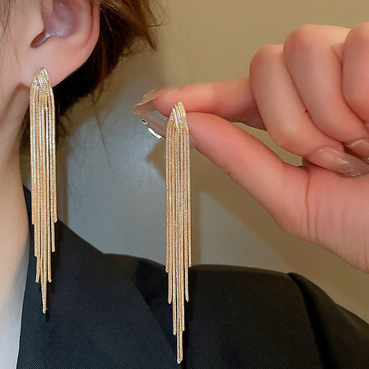 V-shaped Long Tassel Needle Earrings