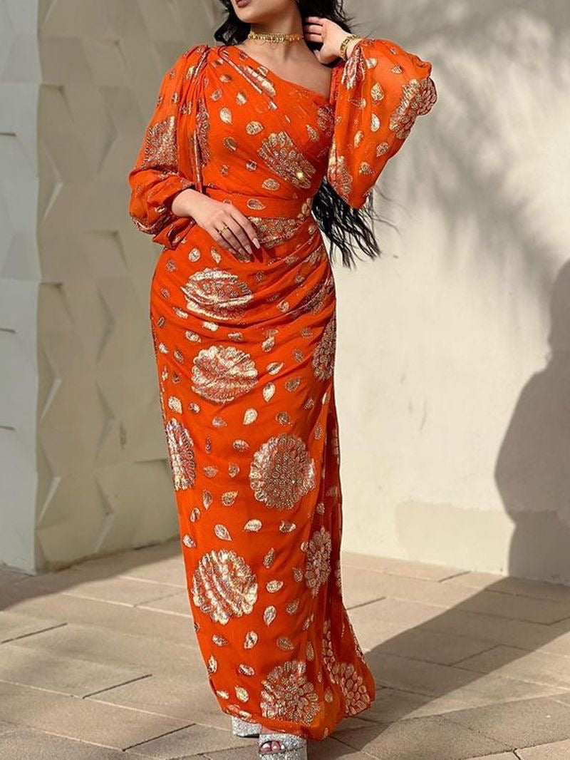 Flame & Foil Gown Dress