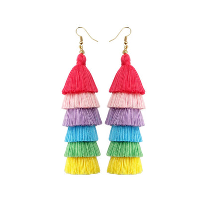 Boho Rainbow Tassel Earrings