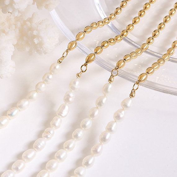 My Half Pearl, Half Gold Necklace