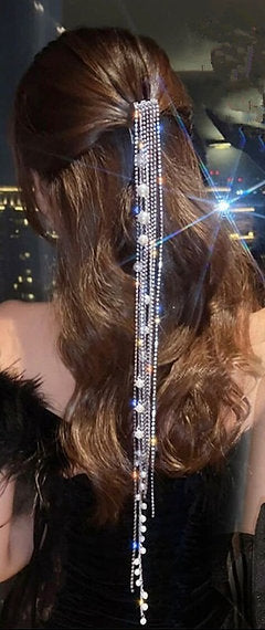 Pearl Rhinestone Tasseled Hair Hook