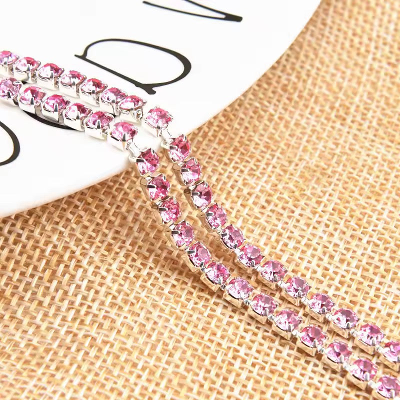 Rhinestone Hair Chain Clip (Pink/Purple)