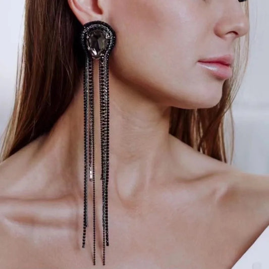 My Coal Long Tassel Earrings