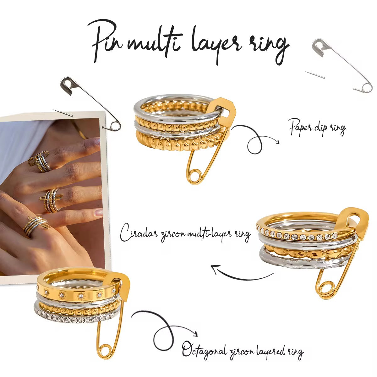 Bling Pin Multi-Layer Ring