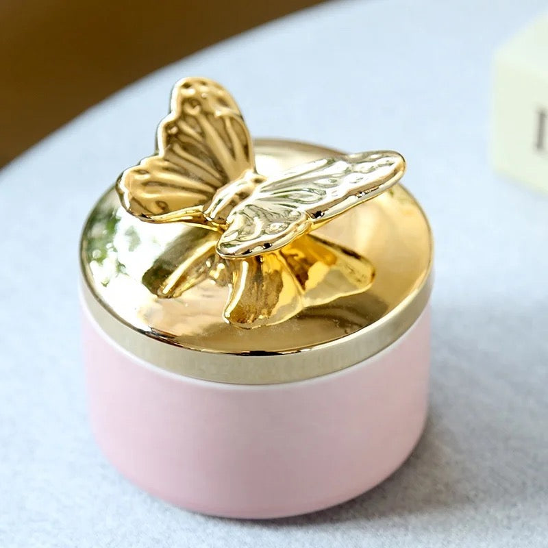 My Butterfly Trinket Box (Pink with Gold Lid)