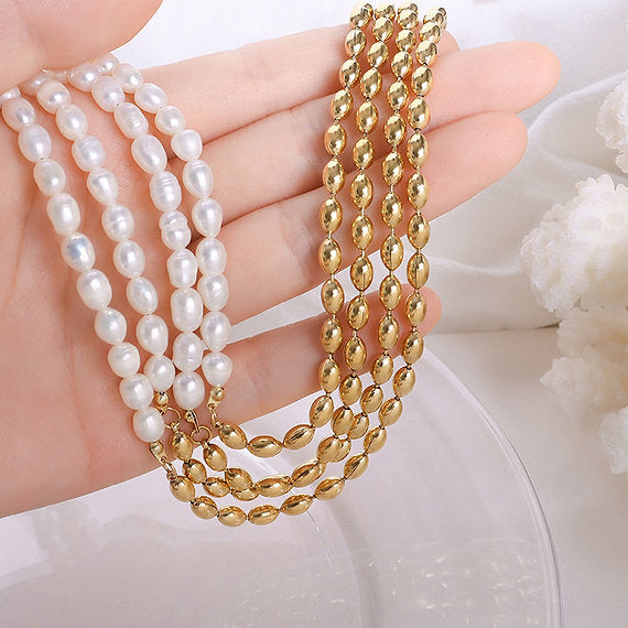 My Half Pearl, Half Gold Necklace