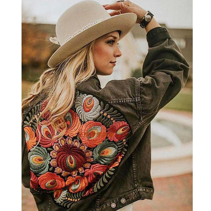 My Boho Blossom (Embroidered Black Demin Jacket)