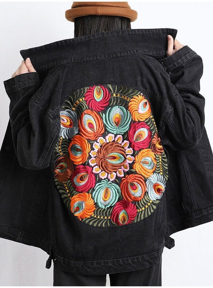 My Boho Blossom (Embroidered Black Demin Jacket)