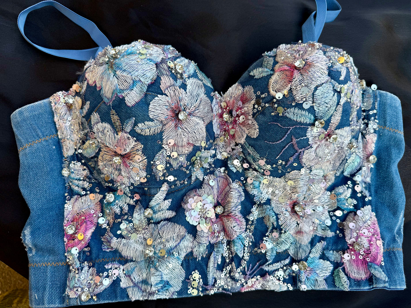 Floral Fusion Corset (3D/Embroidered Denim)