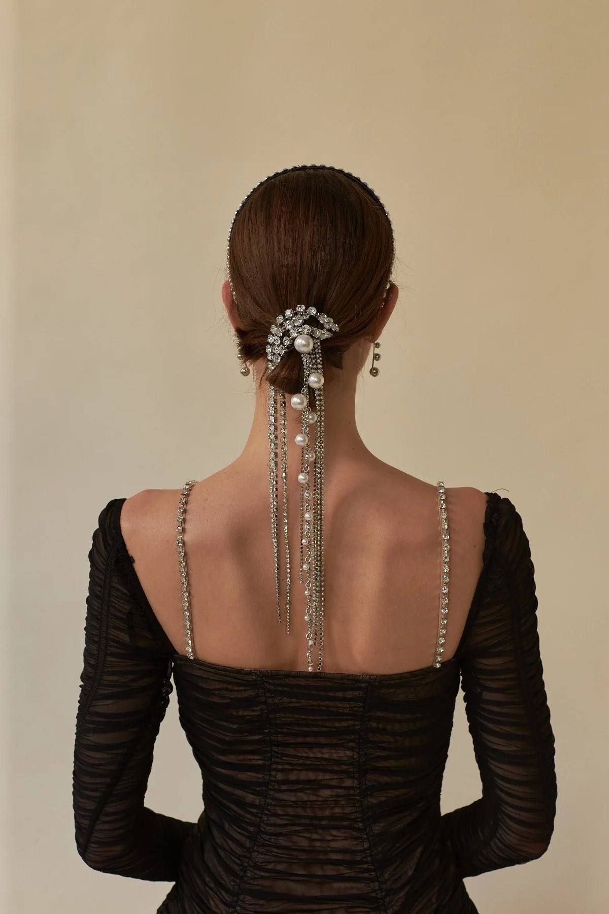 Pearl Rhinestone Tasseled Hair Hook