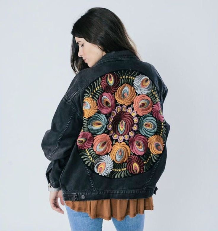 My Boho Blossom (Embroidered Black Demin Jacket)