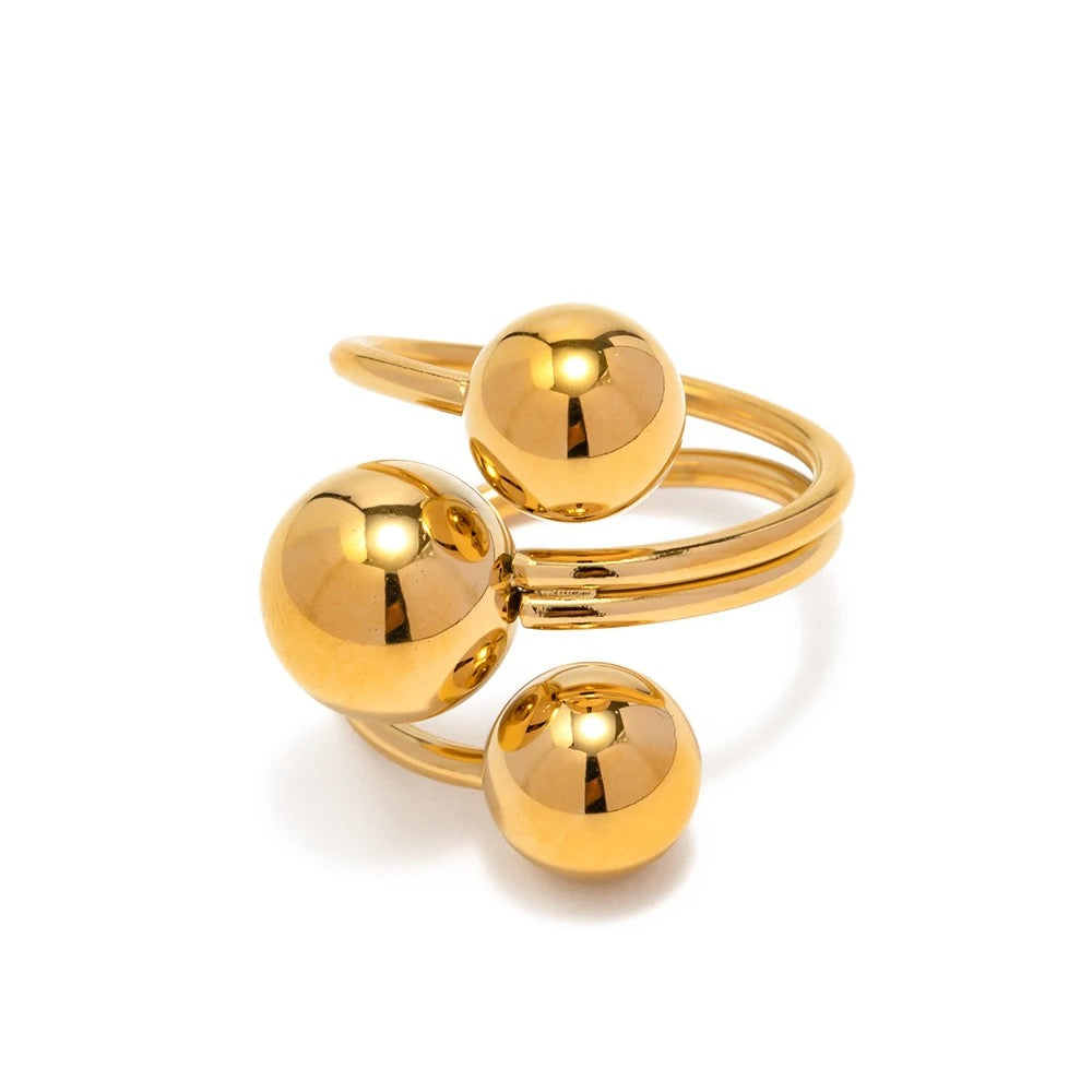 Three Balls Open Statement Ring