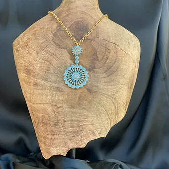 Arizona Sleeping Beauty Turquoise Enamelled Floral Necklace
