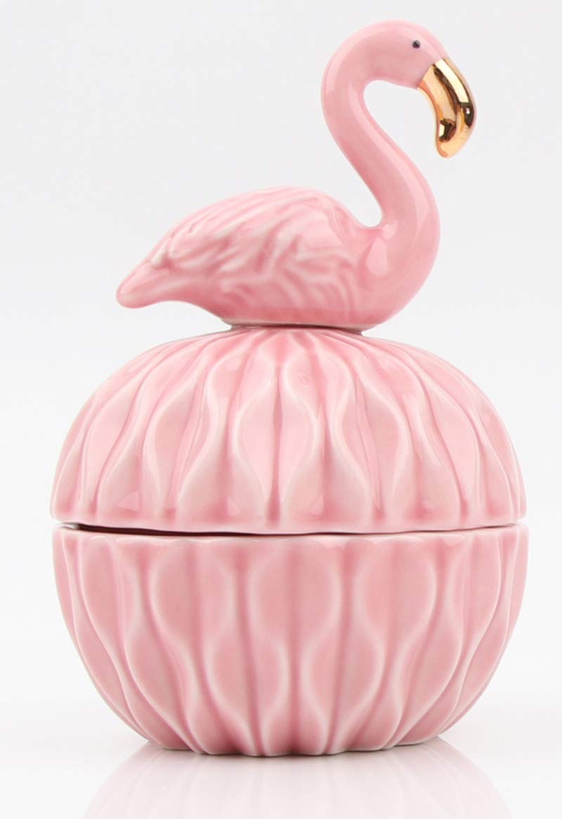 My Flamingo Trinket Box (Pink with Gold Beak Flamingo Lid)