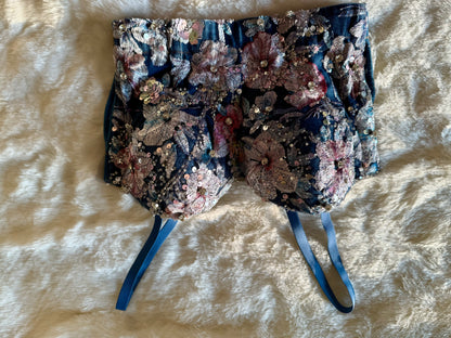 Floral Fusion Corset (3D/Embroidered Denim)