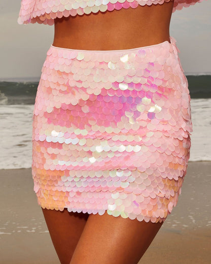 Disc Sequin Mini Skirt