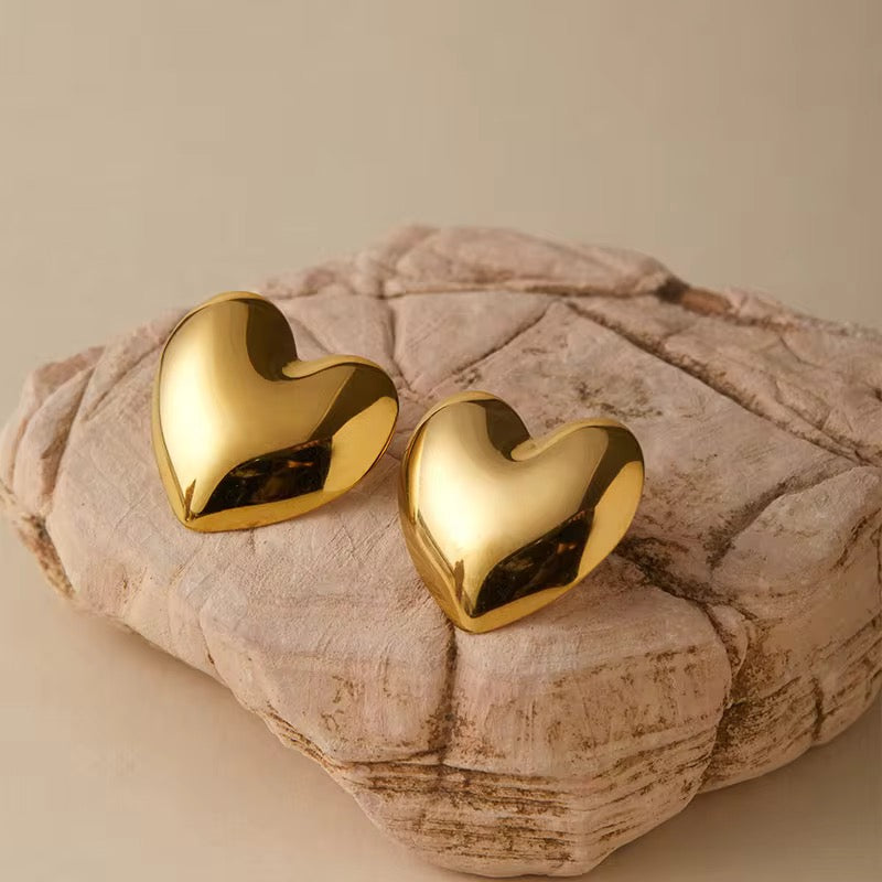 My Jumbo Heart Studs (Gold& Silver)