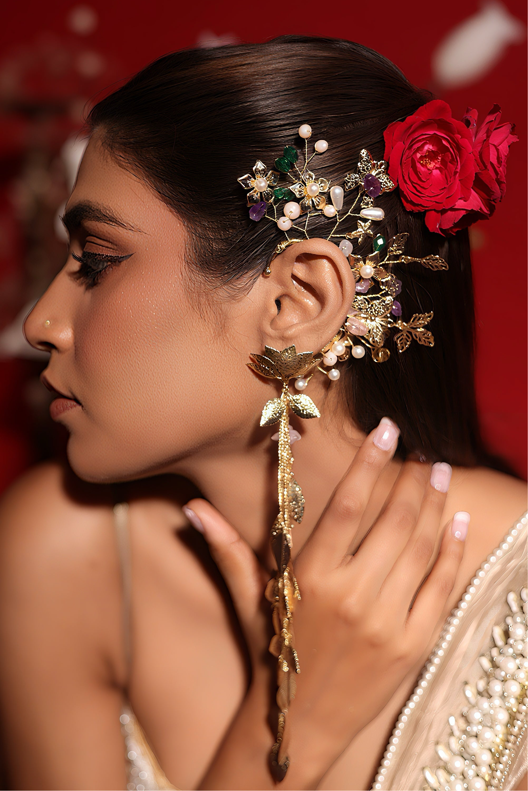 Enchanted Ear Cuff (Pearls and Stones) Single
