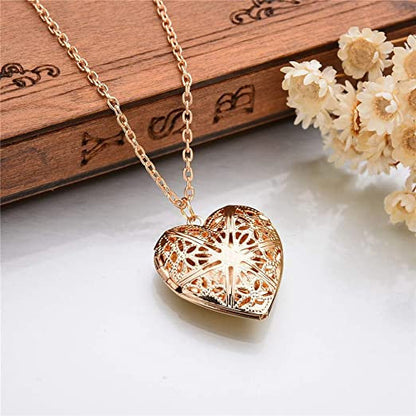 Vintage Hollow Heart Locket Necklace