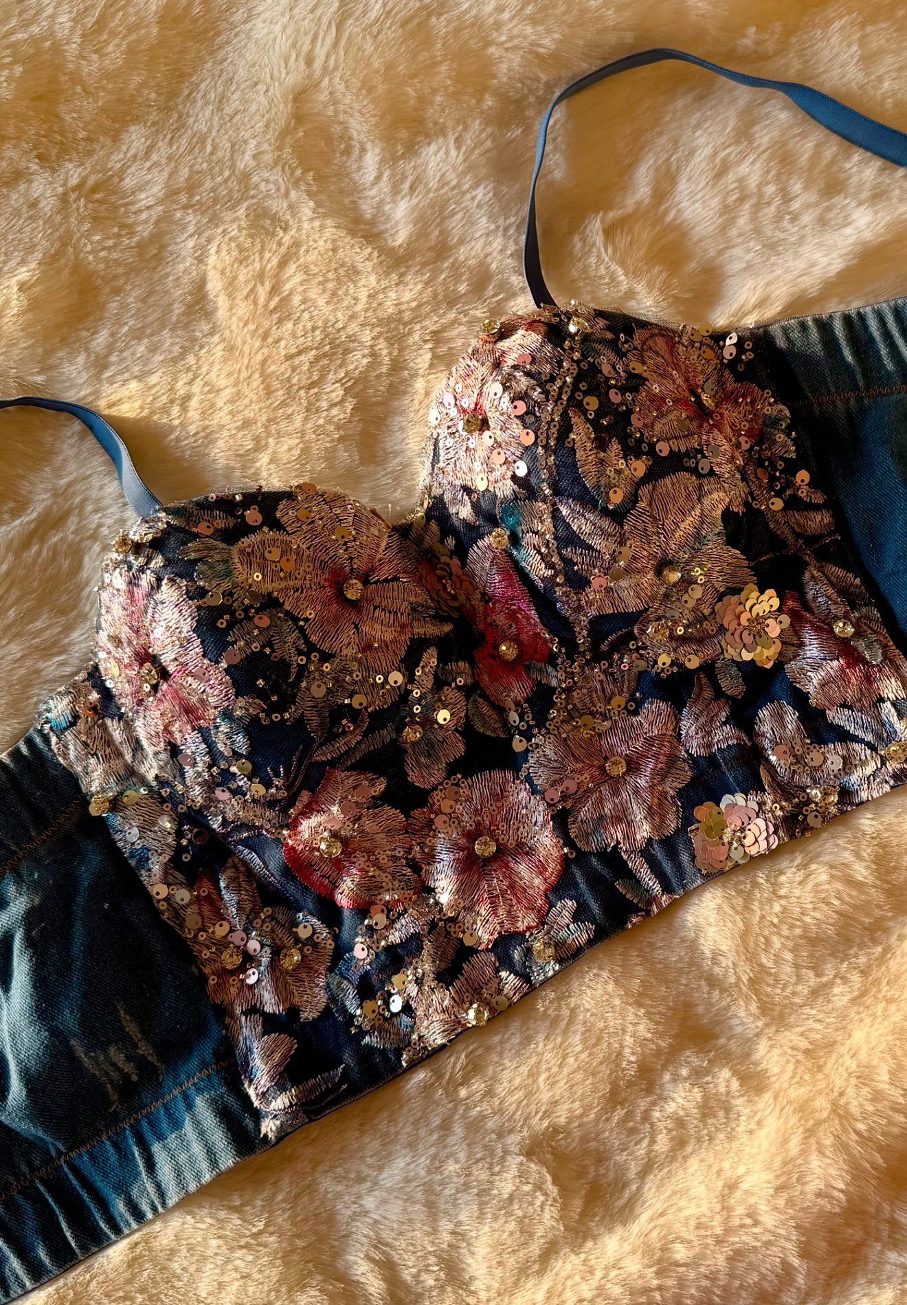 Floral Fusion Corset (3D/Embroidered Denim)