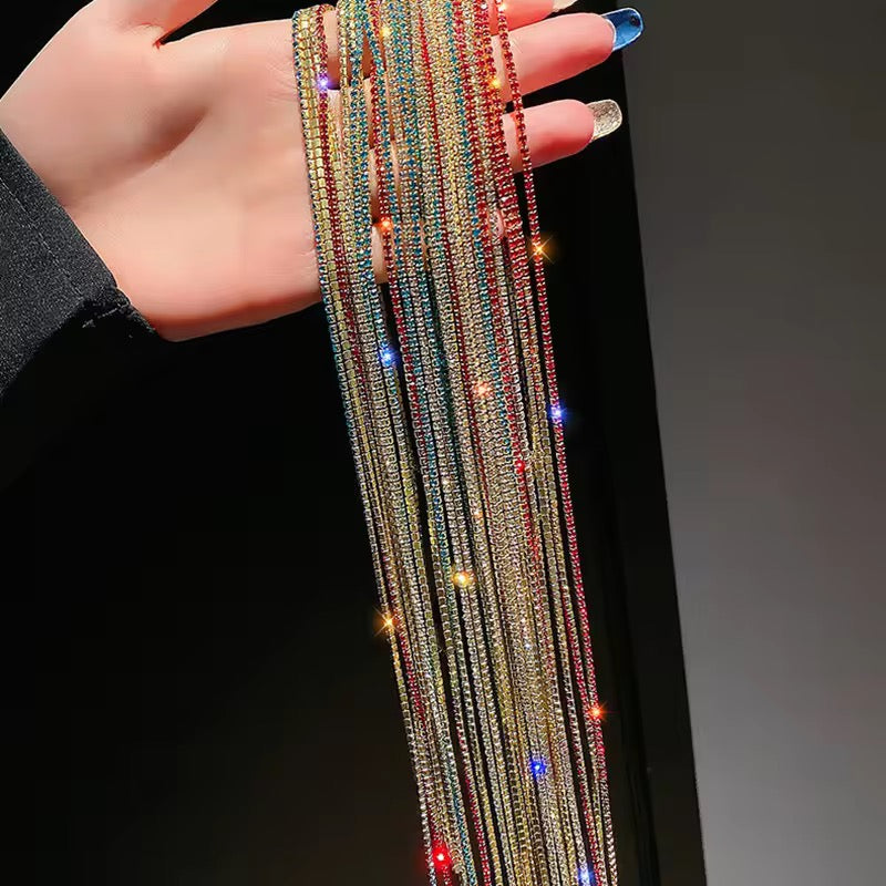 Rhinestone Hair Chain Clip (Tinsel Multicolor)