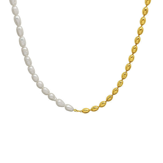 My Half Pearl, Half Gold Necklace