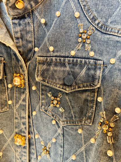 My Pearlux XOXO (Hand Bejeweled Denim Jacket)