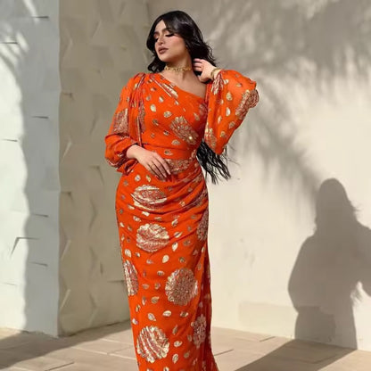 Flame & Foil Gown Dress