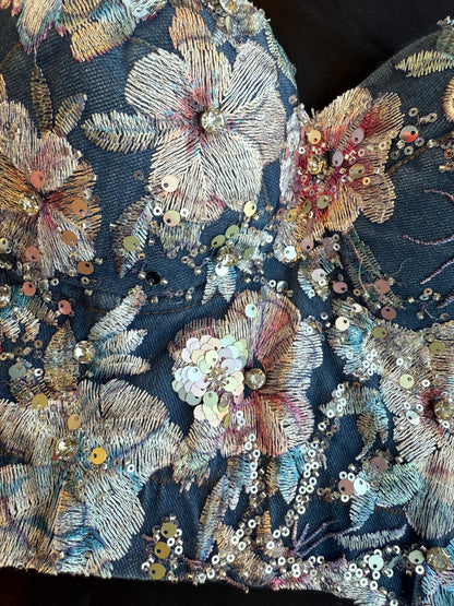 Floral Fusion Corset (3D/Embroidered Denim)