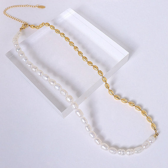 My Half Pearl, Half Gold Necklace