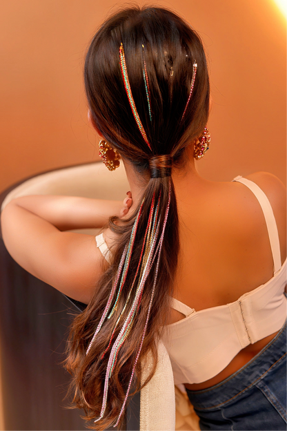 Rhinestone Hair Chain Clip (Tinsel Multicolor)
