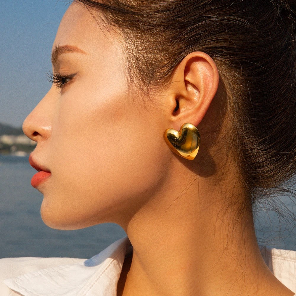 My Jumbo Heart Studs (Gold& Silver)