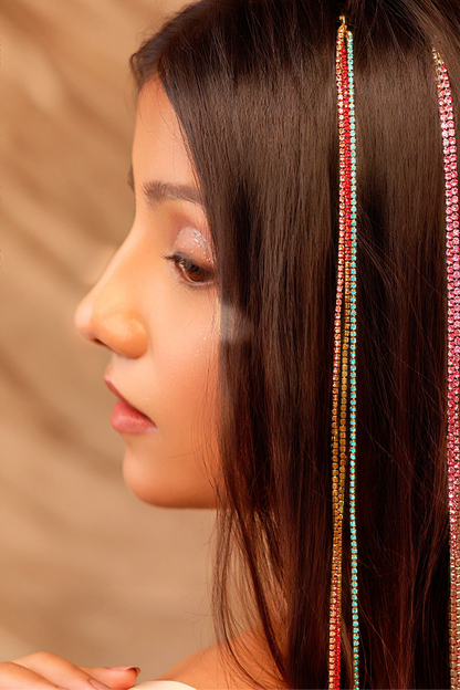 Rhinestone Hair Chain Clip (Tinsel Multicolor)