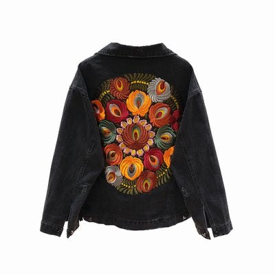 My Boho Blossom (Embroidered Black Demin Jacket)