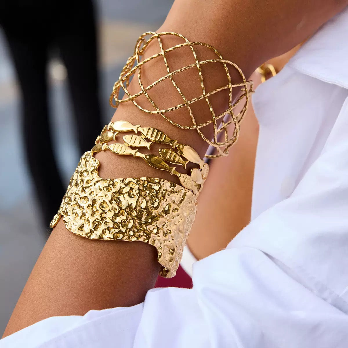 Golden Weave Infinity Statement Cuff
