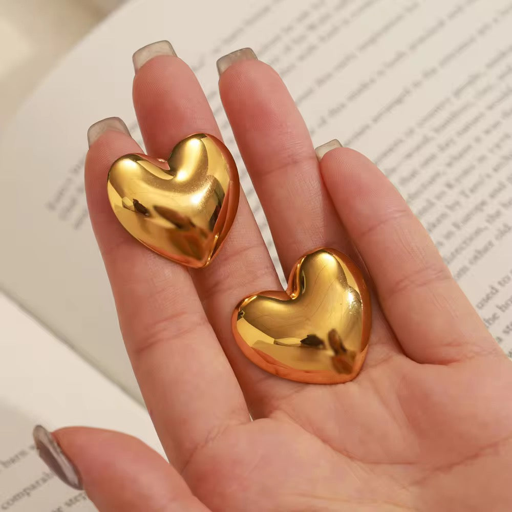 My Jumbo Heart Studs (Gold& Silver)