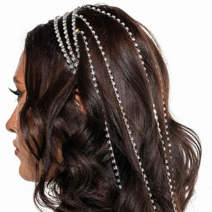 Long Rhinestone Tassel Headband (Thick)