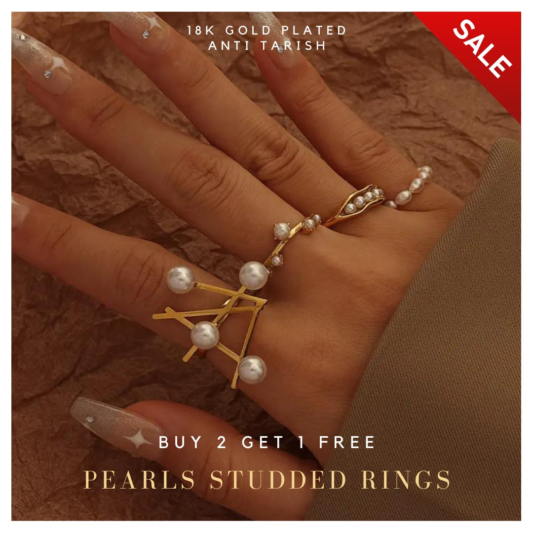 Abstract Pearl Studded Statement Ring