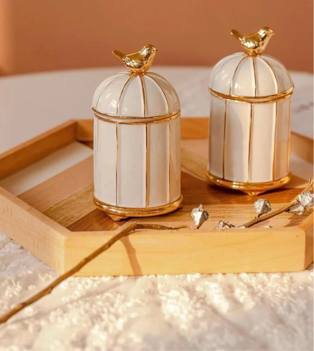 My Bird Cage Trinket Box (White with Gold Lid)