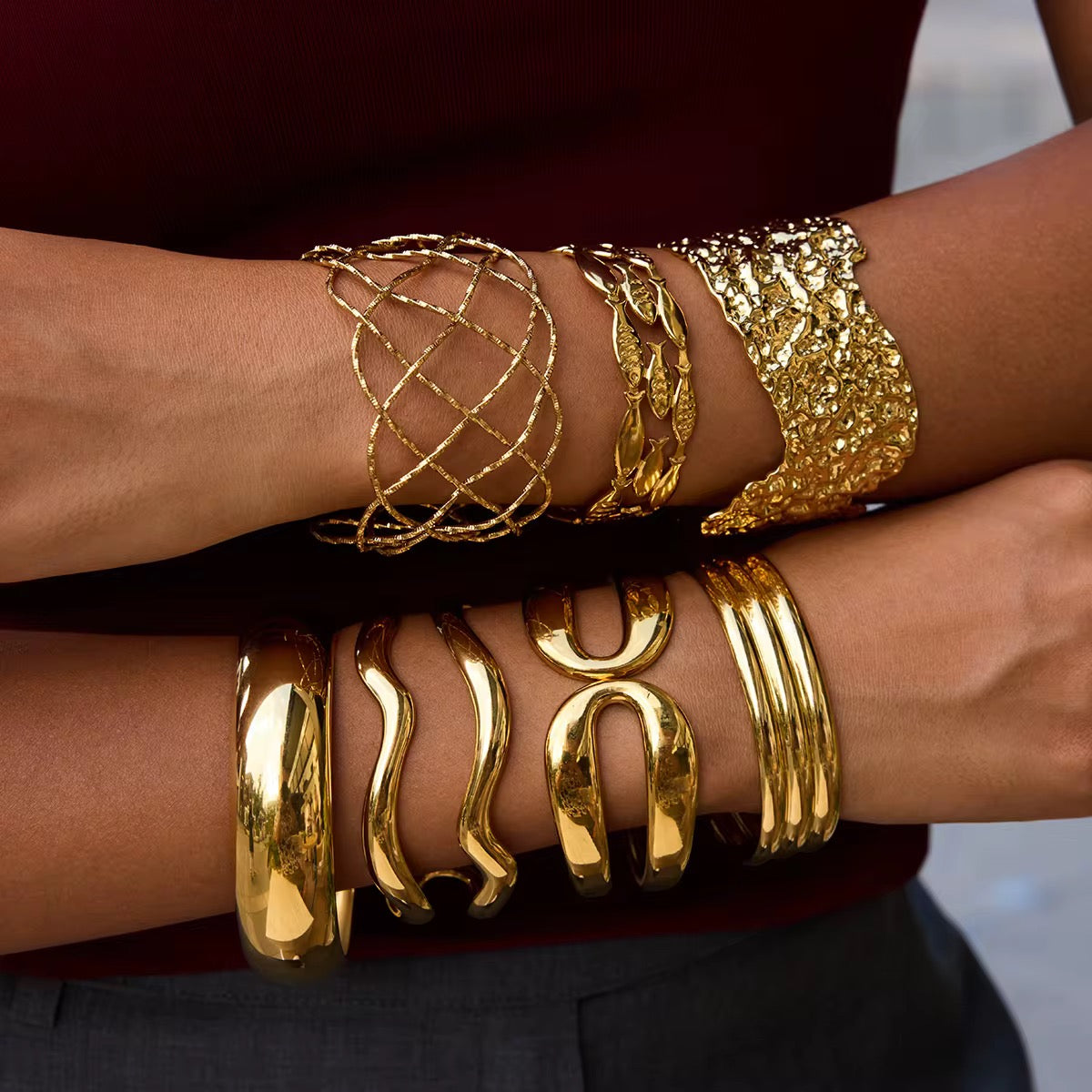 Golden Weave Infinity Statement Cuff