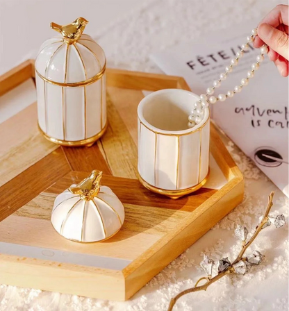 My Bird Cage Trinket Box (White with Gold Lid)