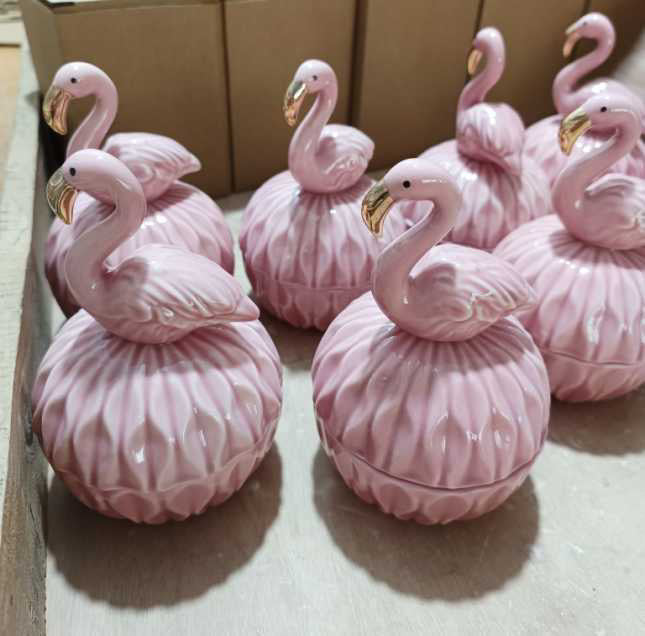 My Flamingo Trinket Box (Pink with Gold Beak Flamingo Lid)
