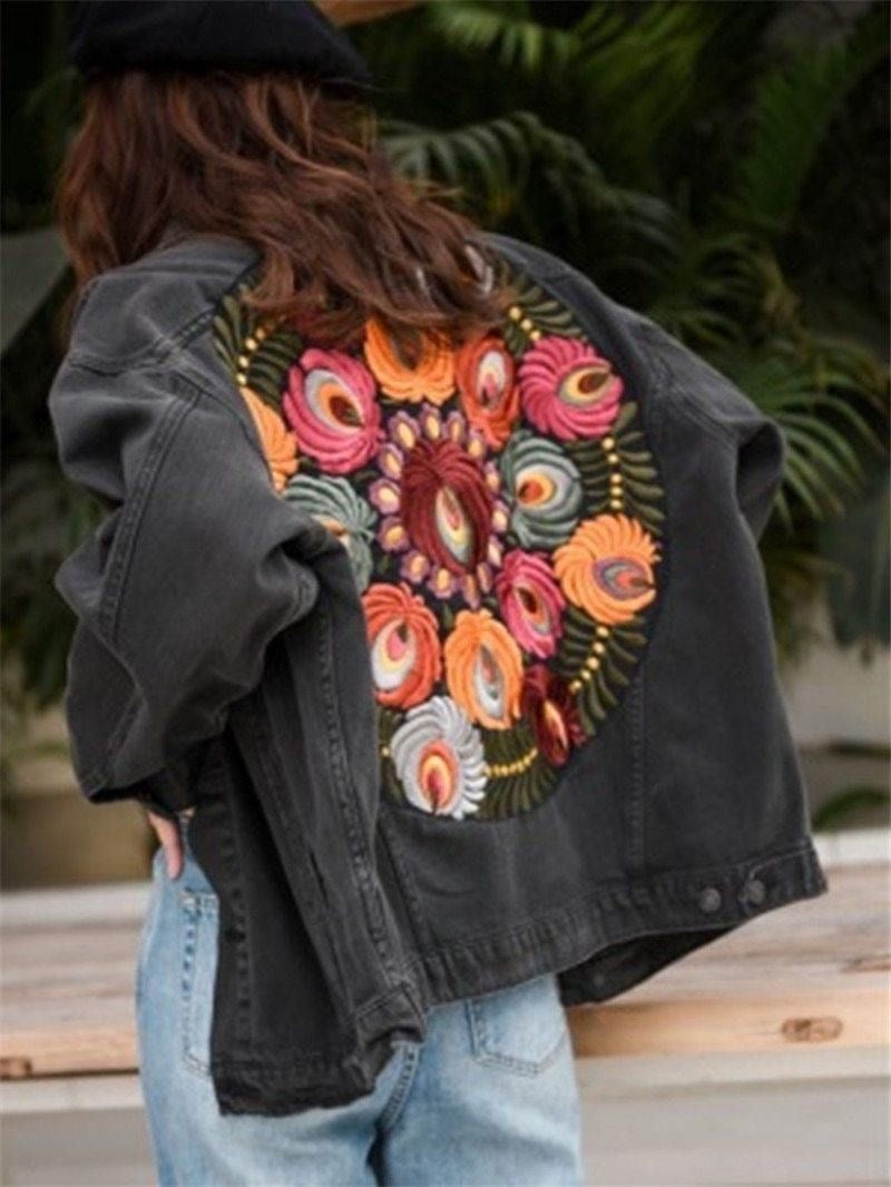 My Boho Blossom (Embroidered Black Demin Jacket)