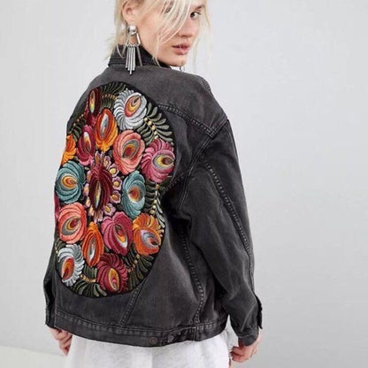 My Boho Blossom (Embroidered Black Demin Jacket)