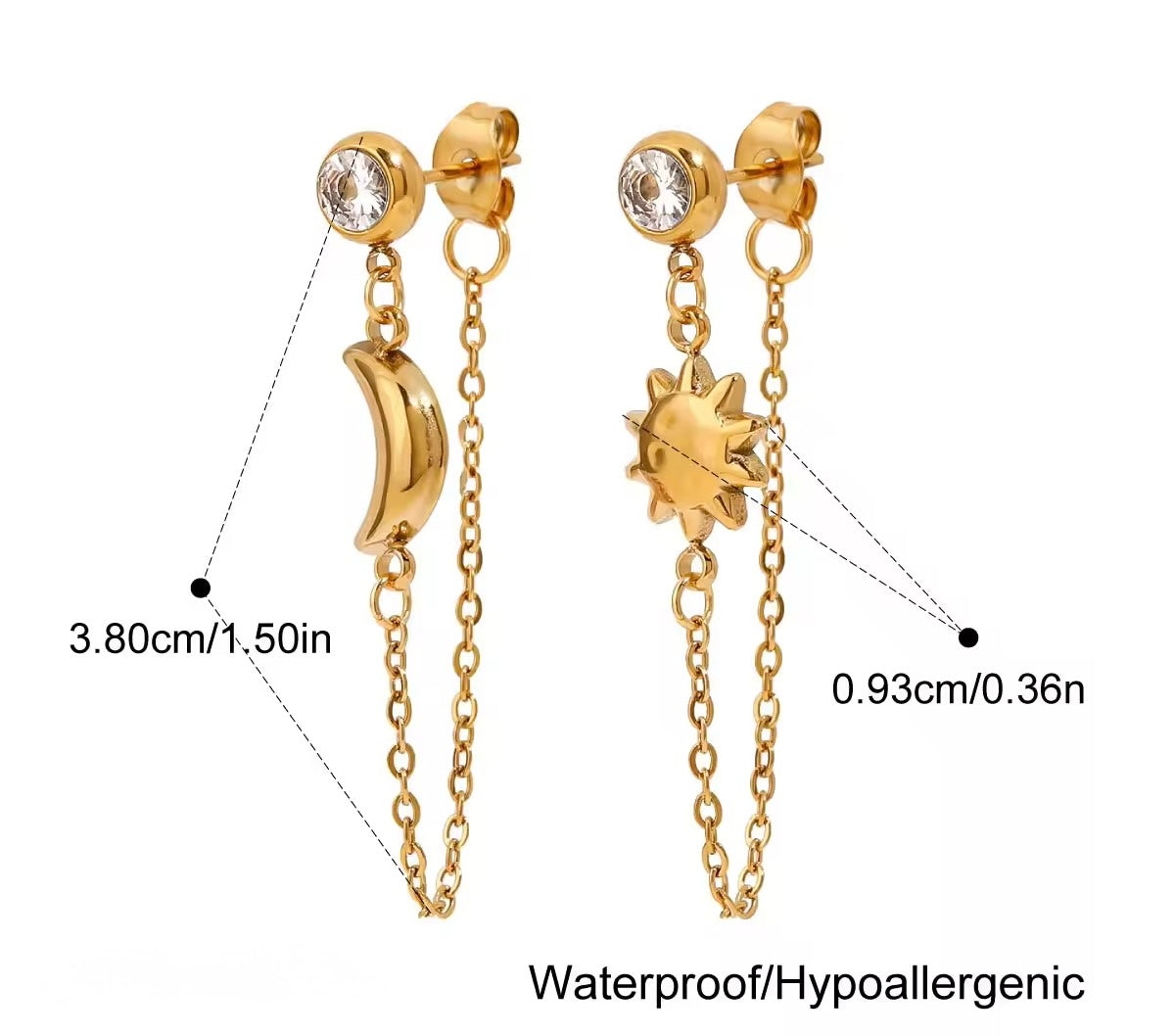Sun & Moon Drop Earrings